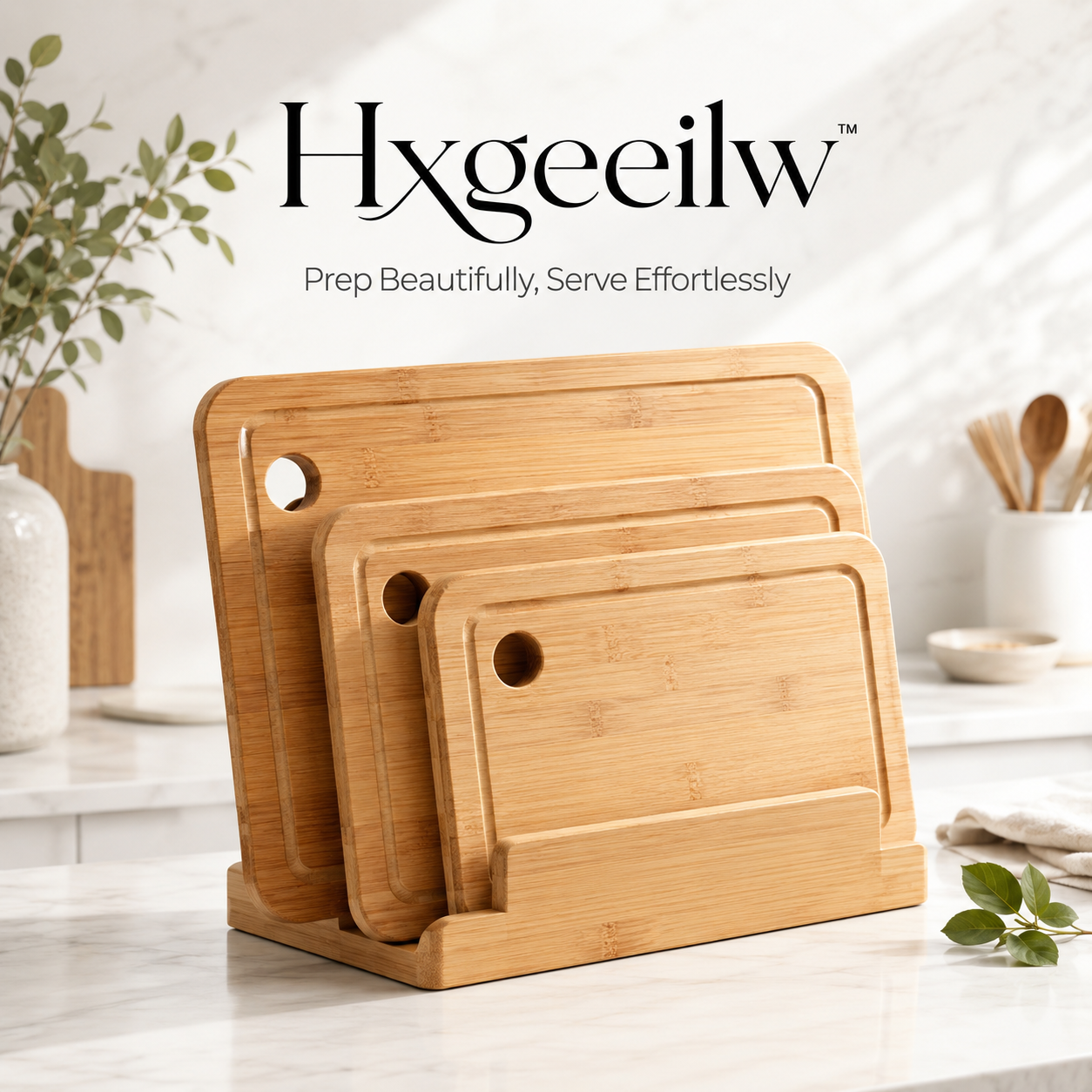 Hxgeeilw™ Artisan Bamboo Cutting Board Set – Premium Kitchen Chopping & Prep Boards