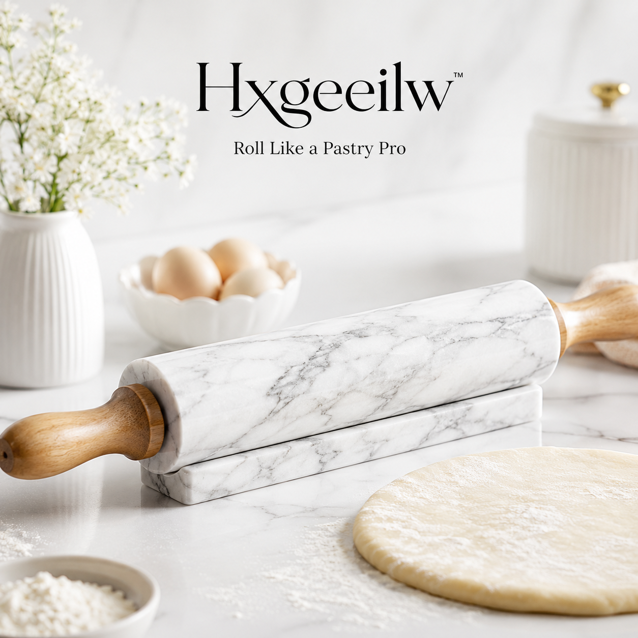 Hxgeeilw™ Marble Rolling Pin – Non-Stick Pastry & Dough Roller