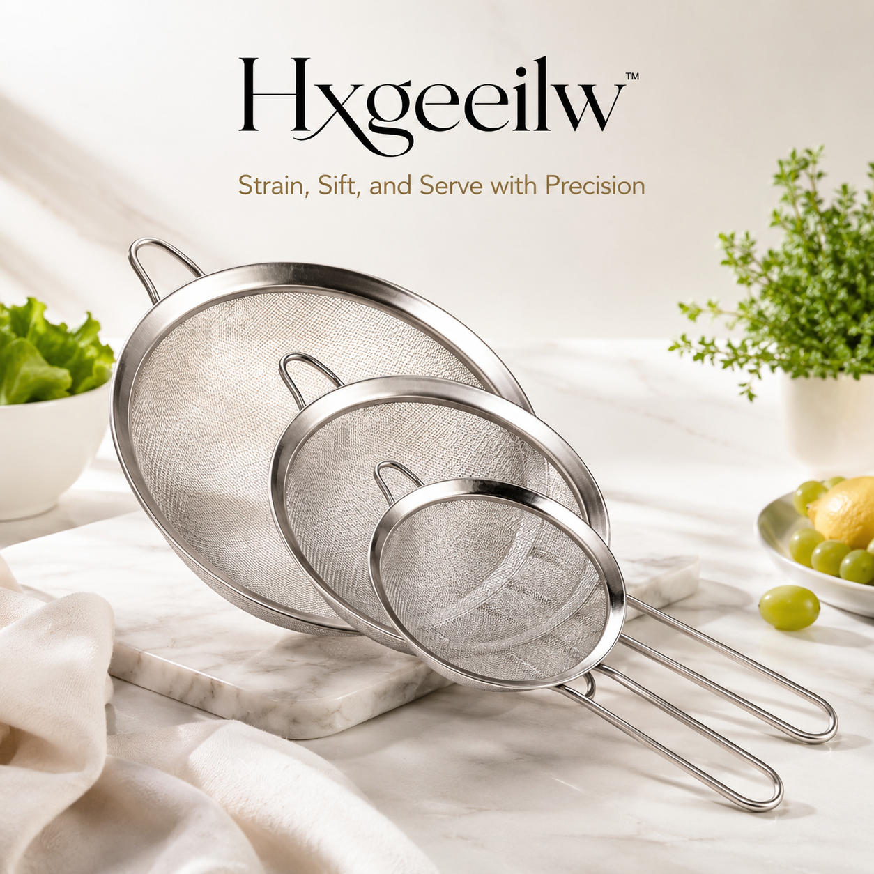 Hxgeeilw™ Stainless Steel Mesh Strainer Set – Fine Sieve & Colander Combo